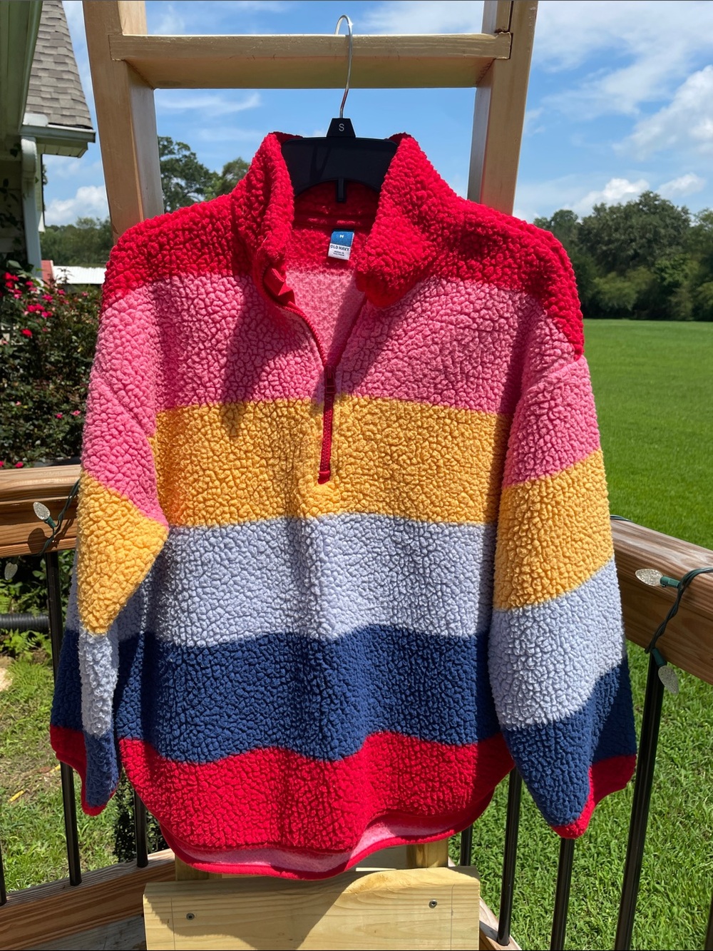 Old Navy Bright Red Sherpa Half-Zip Pullover